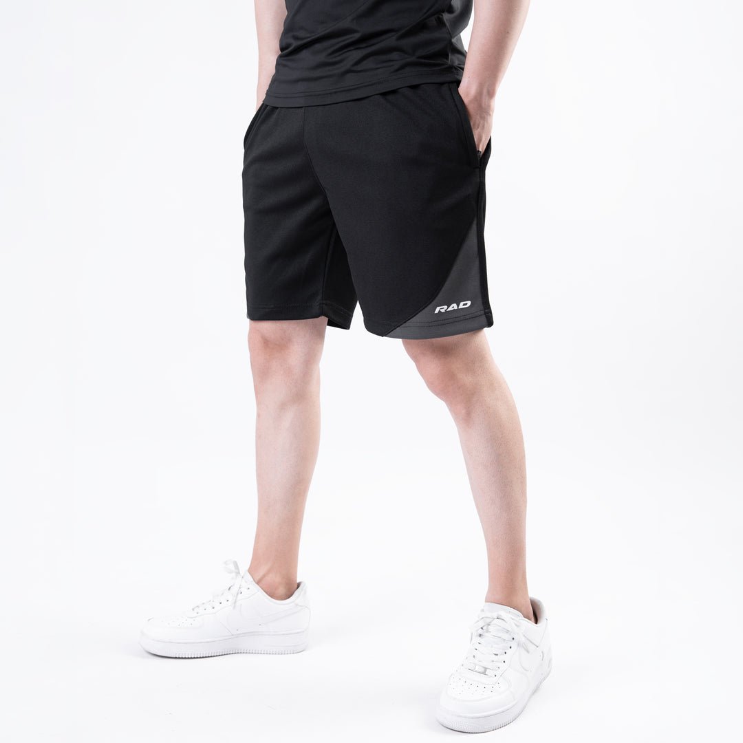 Black Quick Dry Shorts with Slash Gray Front Panel