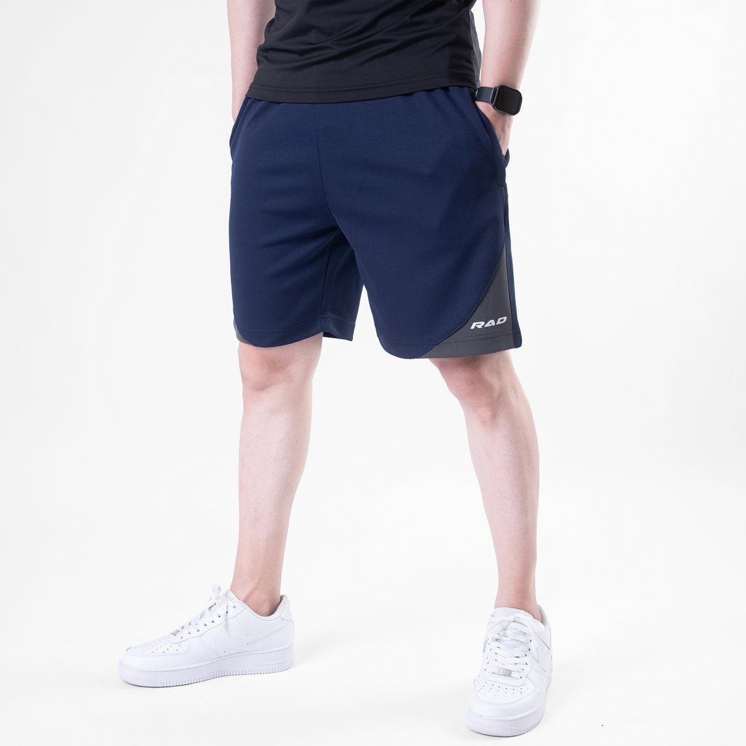 Navy Quick Dry Shorts with Slash Gray Front Panel